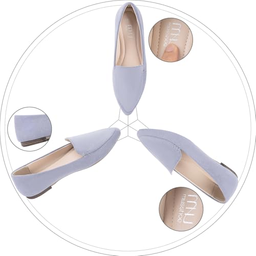Image of MUSSHOE Pointed Toe Flats for Women, Comfortable Business Casual Work Shoes, Slip On Loafers with Arch Support, Office Walking Flats for All Day Standing