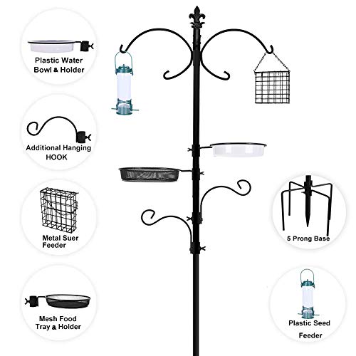 ERYTLLY Bird Feeding Station Bird Feeders Poles Kit Multi Feeder Hanging Kit Premium Bird Bath for Attracting Wild Birds Birdfeeder & Planter Hanger (Bird Feeding Station)