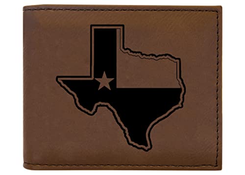 Rogue River Tactical Texas State Flag Outline Men's Leather Bifold Wallet RFID Gift For Him Dad Father United States Billfold Texan TX
