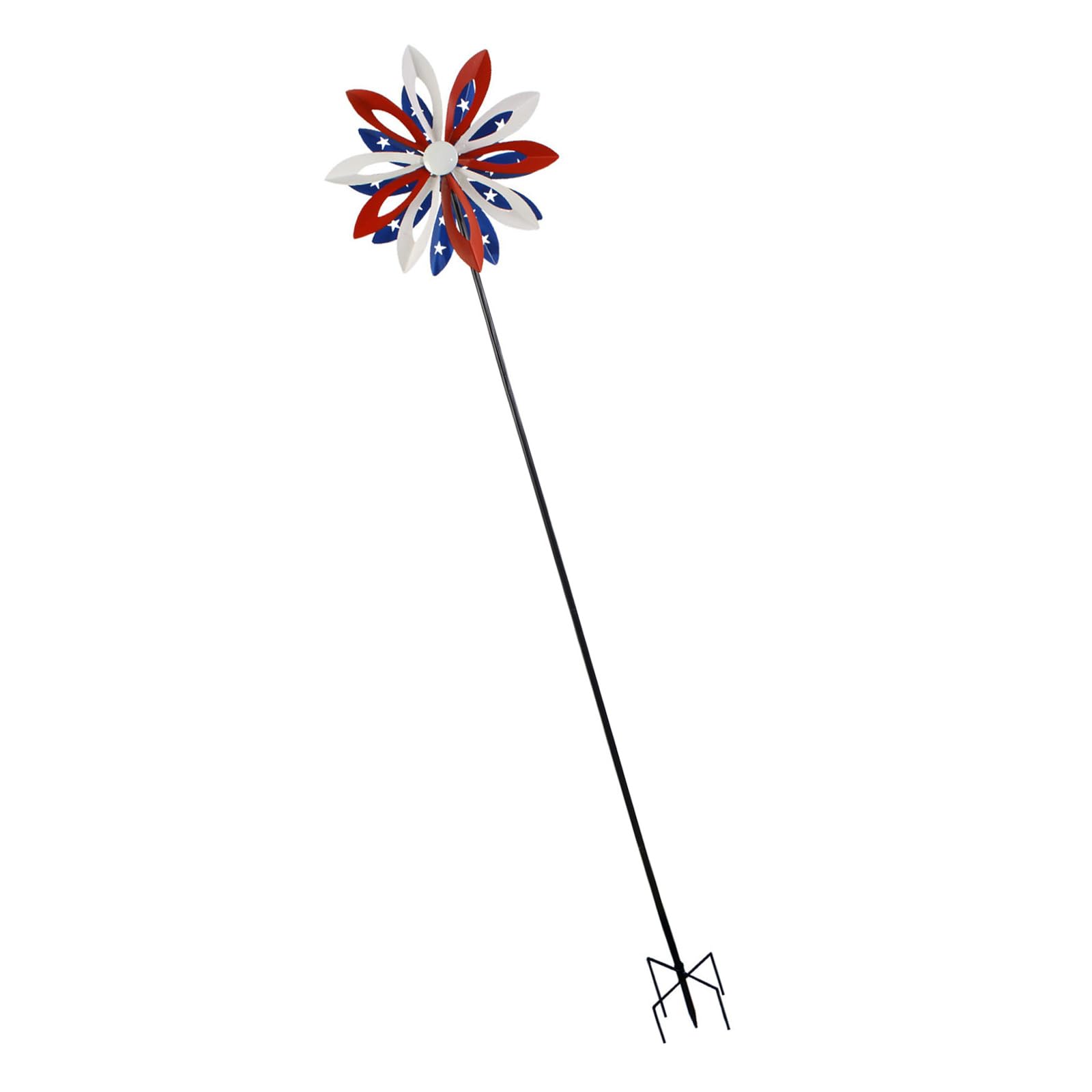 Bold Red and Steelblue Iron Windmill Device for Outdoor Garden Adds Dynamic Motion to Your Lawns Landscape Iron Garden Decoration