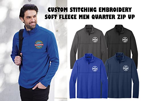 INK STITCH Custom F804 Men Design Your Own Stitching Embroidery Soft Fleece Quarter Zip Up Pullover4