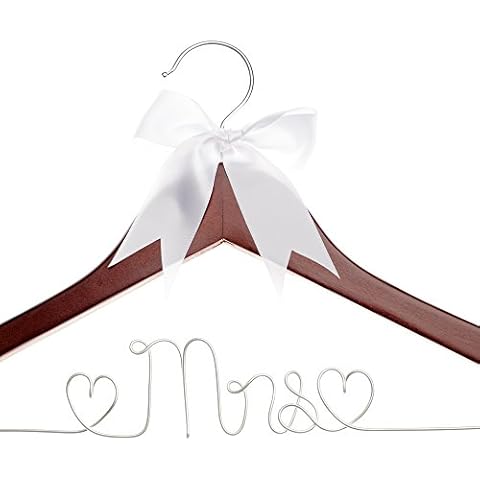 Mrs Wedding Dress Hanger in Mahogany Cover