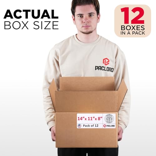 Image of Medium Cardboard Boxes 14 inchL x 11 inchW x 8 inchH (Pack of 12) - USA-Made Packing Boxes for Moving, Shipping, or Storage - USPS, UPS, FedEx Approved - Professional Packing Supplies for Moving