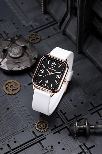 Image of Daniel Hechter Paris Gabrielle Collection Luxury Analog Watch for Women with Square Dial, Date Display and Silicone Strap