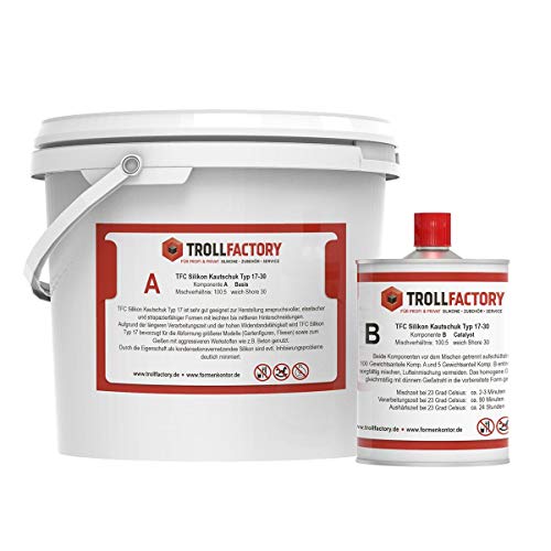 TFC - Caucho de silicona tipo 17 RTV NV blanco Shore 30 condensación 100:5 Dubliersilikon Betonguss Cover