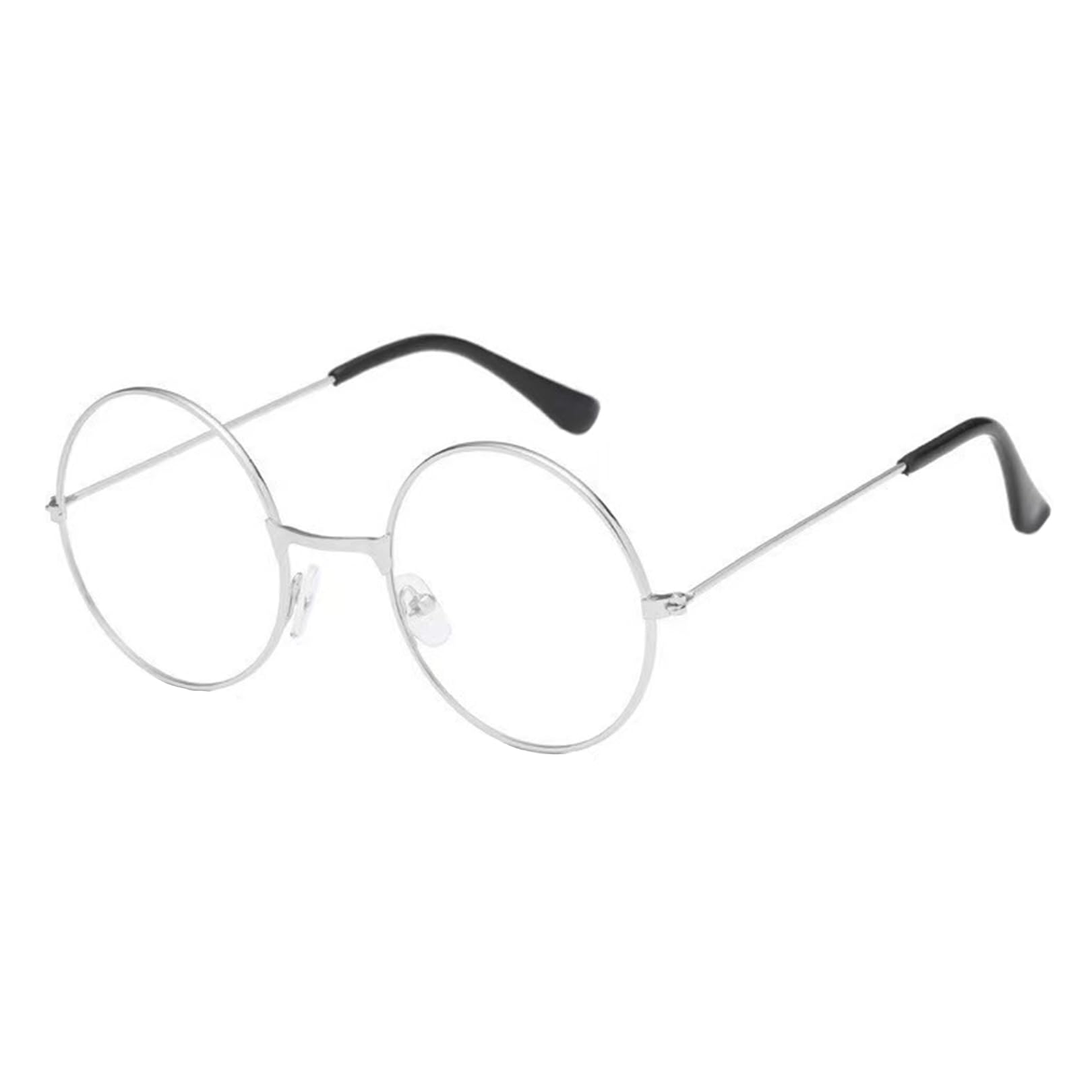 VILITI Round Glasses,Fake Eyeglasses Retro 90s Metal Frame Clear Lenses Vintage Wire Lens Eye Glass Fashion Fancy Eyewear,for Cosplay Wizard Costume Prop Dress Up Geek Accessories Women's Men