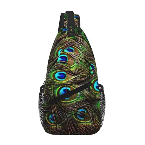 Sac à dos à bandoulière homme imprimé plumes de paon