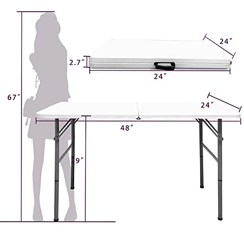 Hymnature Folding Table 4 Ft Folding Tables Plastic Craft Table Commercial Folding Utility Table Two Heights With Resin Top For Indoor Outdoor Dining Camping Picnic Chrismas Party… #TOP2