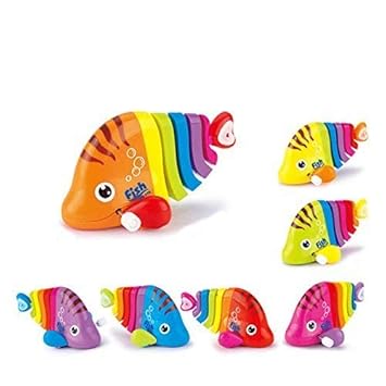 Key Operated Wind up Stalking Toy: Mini Robotic Fish in Candy Colours. Pack of 2