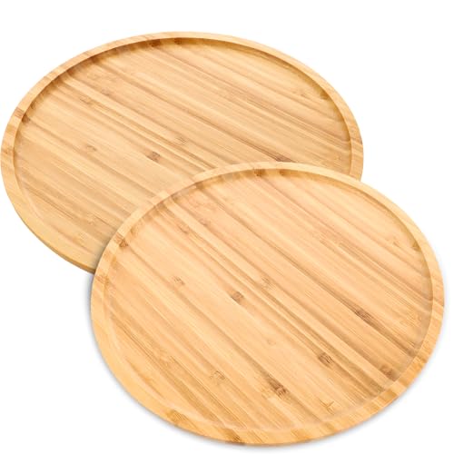 JMIATRY Pack de 2 Bandeja Madera, bandejas para Servir Comida, bandejas Decorativas para Comida, Tabla Pulpo, Pizza