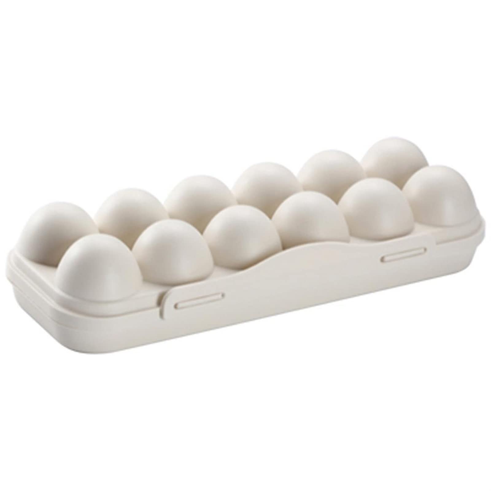 Bandeja de plástico para huevos, Huevera plegable de plástico blanco 12 rejillas for frigorífico 30x11x6,5 cm
