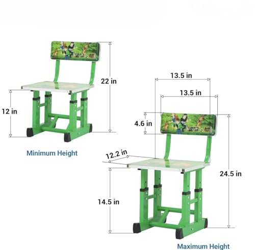 Image of Kids Study Table and Chair Set | 4-15 Years | Adjustable Height| Strong and Ergonomic | Multifunctional Writing Desk for Kids (Green)
