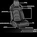 DNA MOTORING 2PCS Racing Bucket Seats with Adjustable Recline & Dual Rails, Compatible with 4 Point Harness, PVC Leather/Black Carbon Looking Leather, RS-JBR-007-BK