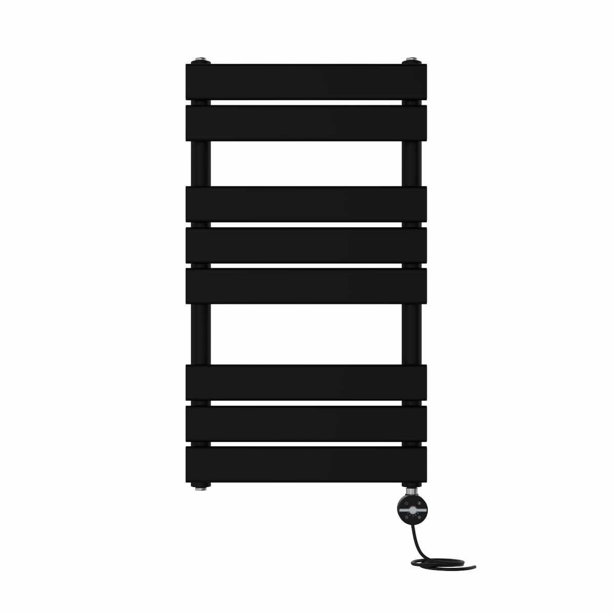 Nrg Black Prefilled Flat Panel Electric Heated Towel Rail Radiator Thermostatic Bathroom Warmer With Touch Screen Display 800X450mm - 400W