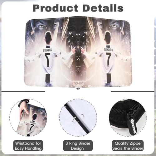Image of PATPAT 400 Pockets Soccer Card Binder Autographed Cards Storage Bag Waterproof PU Cover Zipper Card Organzier Holder Multi Purpose Organizer Bag for Game Trade Cards,Collectible