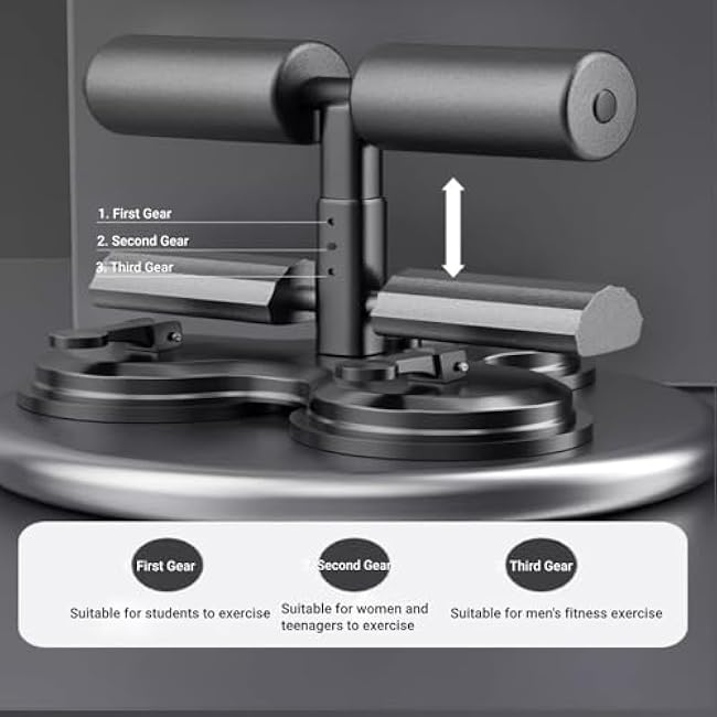 Sit Up Exercise Equipment, Upgraded Sit Up Ab Machine Abdominal Exercise Equipment Height Adjustable with Foot Holder and Triple Suction Cups for Home Gym Strength Training