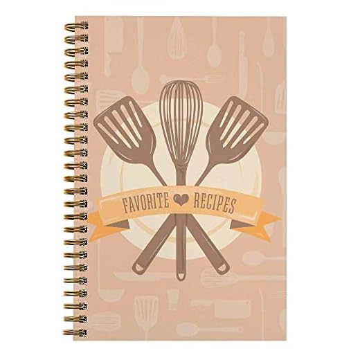 Softcover Classic Recipes 5.5" x 8.5" Spiral Recipe Notebook/Journal, 120 Recipe Pages, Durable Gloss Laminated Cover, Gold Wire-o Spiral. Made in the USA