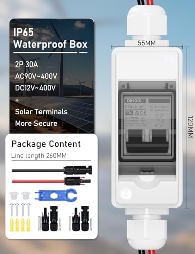DIHOOL 30A 400V DC Solar Isolator Switch Circuit Breaker with IP65 Waterproof Enclosure - Image 4