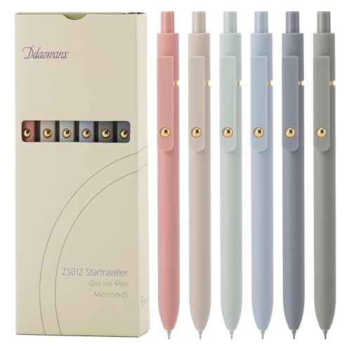 Ddaowanx Gel Pens, 6 Pcs 0.5mm Quick Dry Black Ink Pens Fine Point Smooth Writing Pens, Cute Office...
