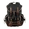 Vintage Rucksack Leder-waxed Canvas Umhängerucksack Laptop Business Büchertasche Wachsleder Laptop Rucksack Vintage Reisetasche Tornistertasche Wandertasche Herren Schwarz #3
