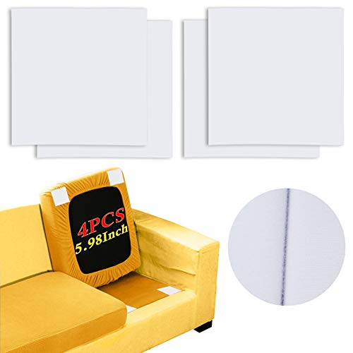 4 Pack Couch Cushion Non Slip Pads to Keep Couch Cushions from Sliding Heavy Duty Hook Loop Tape Strips with Adhesive Sofa Cushion Support for Reduce Couch Cushions Sliding 6 x 6 inchWhite