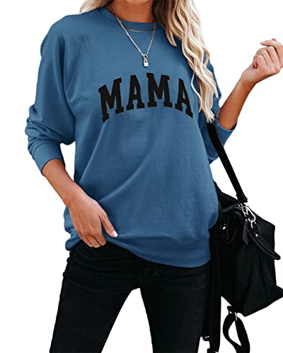 Image of Dressmine Womens Long Sleeve Mama Sweatshirts Fall Crew Neck Mom Shirts Cute Graphic Tees Pullover Hoodies