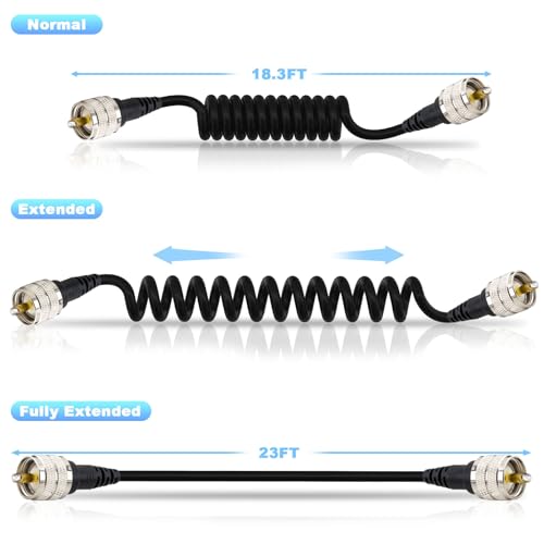 YOTENKO PL259 to PL259 Coiled Extension Cable - Expand from 18.3FT to 23FT by YOTENKO - Used condition - Image 3