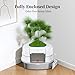 Chumajor XXL Stainless Steel Corner Cat Litter Box with Lid, Enclosed Hidden Plant Litter Box with Artificial Plant, Easy-Clean Covered Decorative Litter Box for Large Cats, White