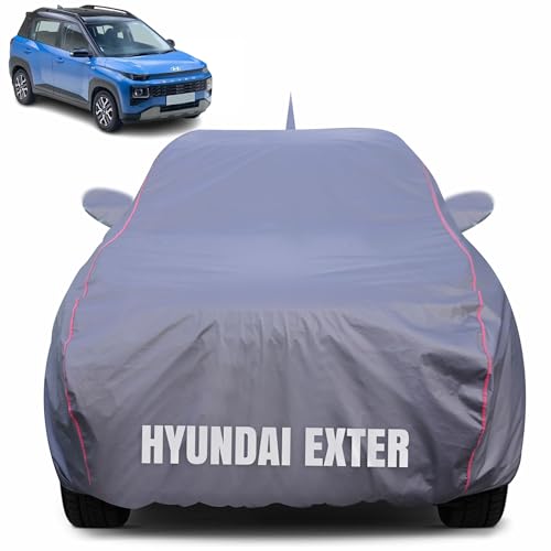 Image of 100% Waterproof Car Body Cover for Hyundai Exter with Mirror Pocket (Heat & UV Resistant, Triple Stitched, Soft Lining, Bottom Elastic & Piping) Grey