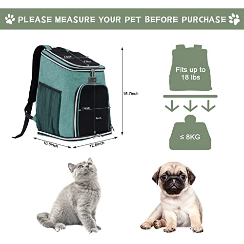 Baglher Cat Carrier Backpack Dog Travel Carrier Bags For Picnic Hiking Walking Cycling Suitable For Small Pets Green #TOP1
