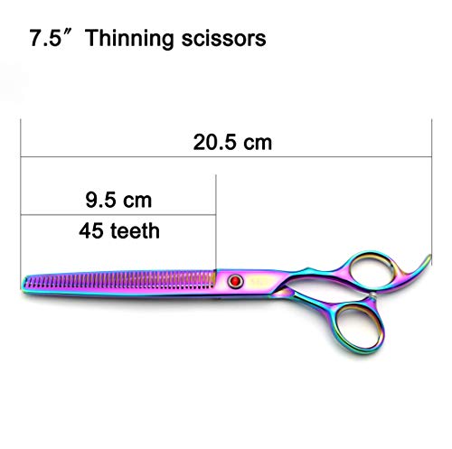 Kingstar 8.0In. Professional Pet Grooming Scissors Set,Titatium Plated Straight & Thinning & Curved Scissors Set With Comb,Dog Grooming,A563 #TOP6