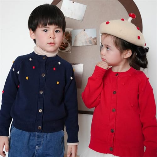 Kids Girls Boys Cardigan Long Sleeve School Uniforms Sweater Button Knit Embroidery Cardigan Sweaters Jacket Tops4