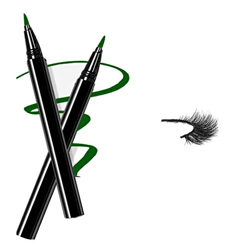 Magic Self Adhesive Eyeliner, New Eyelashes Viscosity Eye Liner Pen, Best Waterproof Paste Liqiuid Liner pencil (Green)