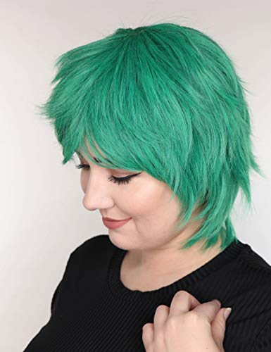 Prettyland Green Wig Short Pixie Fringed Wild Cut Frisur Straight Wig halloween Daily C140, Green C140 - Image 4