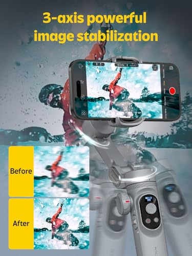 Stabilizzatore Cardanico Per Smartphone Con Rilevamento Del Volto A Luce Led, Gimble Per Telefono Pieghevole 3 Assi Palmare Per Iphone 15 14 13 12Pro/Max,Youtube Tiktok-Aochuan Smart X - 5