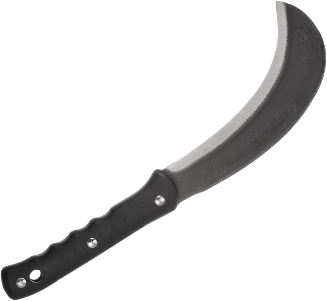 HARFINGTON 8 Inch Brush Clearing Sickle with Forged Carbon Steel Machete Blade and Black Handle, Billhook Machete Knife for Gardening, Camping, Land Management, Outdoor