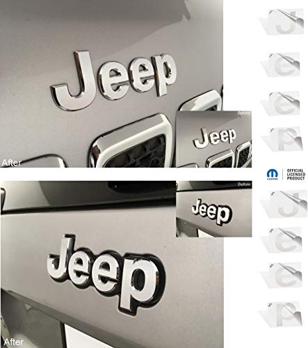 Reflective Concepts - 2014-2018 Jeep Cherokee - Jeep Front And Rear Emblem Overlay Decal Stickers - (Color: Reflective Light Silver) #TOP2
