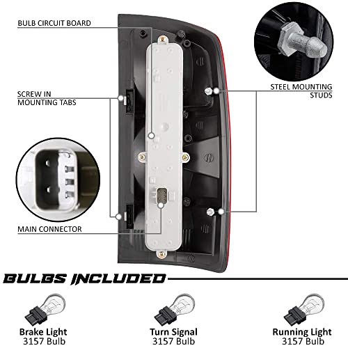 Epic Lighting Amxoe Rear Brake Tail Light Assembly W/Bulbs & Circuit Board Compatible With Dodge Ram 02-06 1500 03-06 2500 3500 [ Ch2801147 Ch2801155 55077348Af 55077348Ad ] Right Passenger Side #TOP3