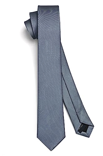 HISDERN Herren Krawatte Dunkelgrau Schmale Einfarbig Seide Krawatten für Herren Klassische Formelle Elegante Schlipse Hochzeit Party Business Krawatte 6cm