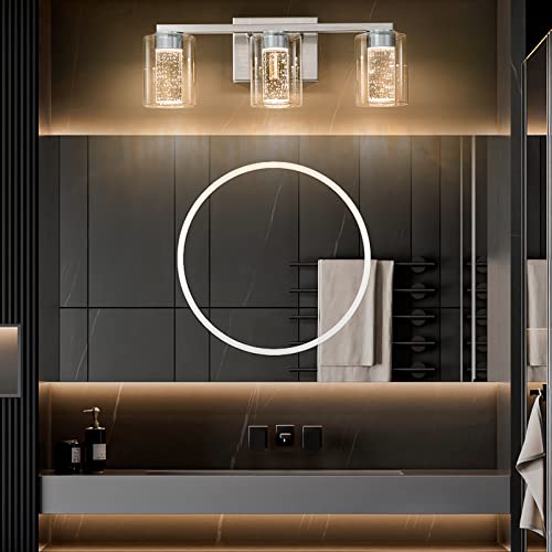 Sinerise 3-Light Brushed Nickel Vanity Light With 3 Color Modes (3000K/4000K/6000K), Eye Protection Led Bathroom Light Fixture thumb #5