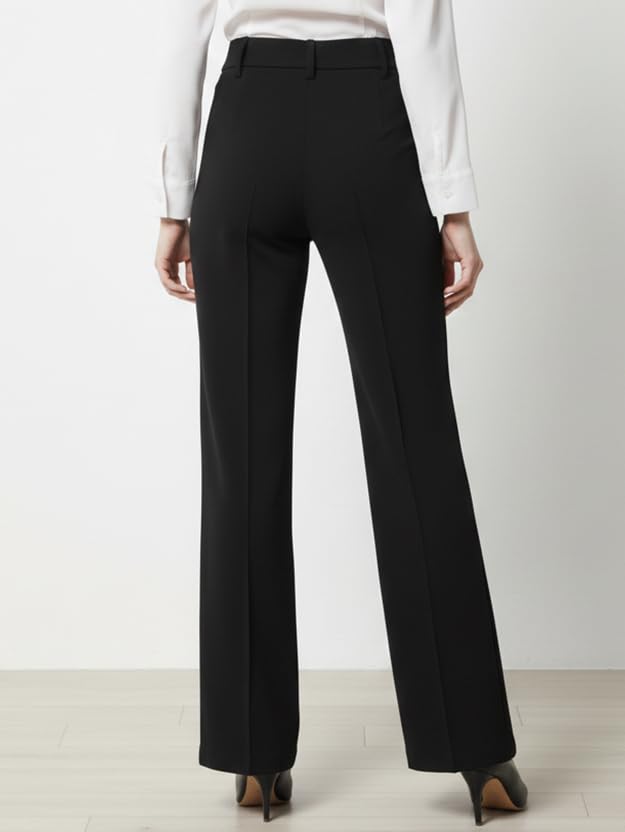 Image of Women's Formal Trousers | Straight Fit Office Wear Pants | 2 Side Pockets | High Waist Comfortable Workwear Pant for Women (in, Numeric, 30, Regular, Standard, Black)