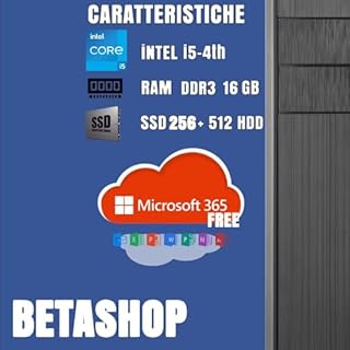 PC Fisso Desktop NUOVO pronto all'uso • Intel core i5-4th • 16GB RAM DDR3 • 256GB SSD + 512GB HDD • Windows 11 Pro • Office 365 • WiFi • DVD • Ideale per ufficio, casa e studio • Garanzia 2 anni