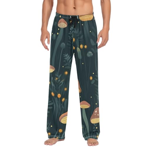 Mushrooms Pajama Pants for Men Comfort Sleep Lounge Bottoms Straight-fit with Pockets S-XXL - Main Image