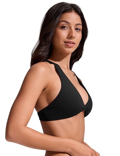 Image of CRZ YOGA Twist Front Bikini Tops | Removable Pads, A-C Cup, V Neck, Criss Cross Back, Swim, Bathing Suit Bra for Women