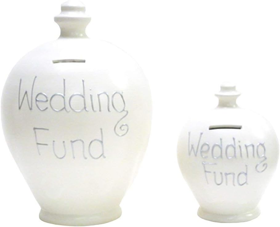 Terramundi Money Pot Deluxe 'Wedding Fund' White with Silver - BP8