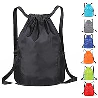 【Premium Material】 Made of tear-resistant and waterproof nylon fabric, smooth and not easy to wrinkle. Water resisitant, keeping your belongings safe and dry, perfect for gym and swim enthusiasts. 【Portable & Practical】: The drawstring backpack bag w...