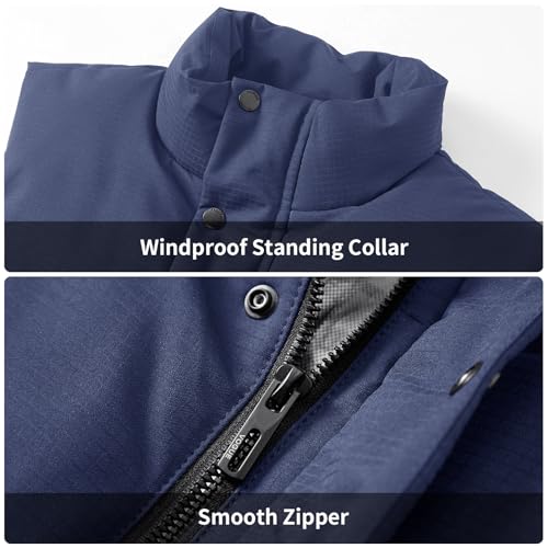 Image of PEGENO Men's Lightweight Outdoor Suede Padded Vest Sleeveless Casual Stand Collar Zipper Jacket Warm Winter Coat