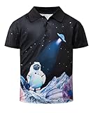 SECOOD Summer Shirt for Boys Pinted Short Sleeve Polo Shirts Novelty Starry Night Style Tops 6-7T, S