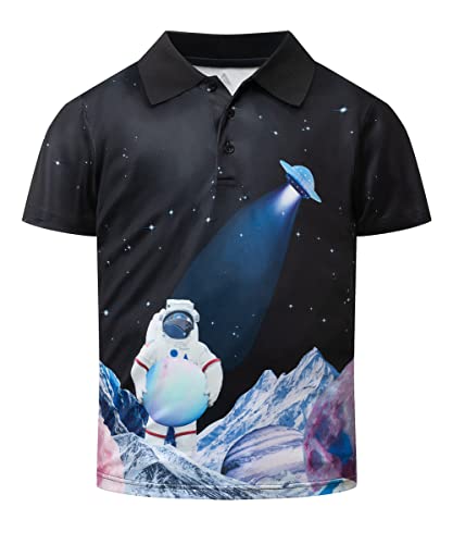 Secood Summer Shirt For Boys Pinted Short Sleeve Polo Shirts Novelty Starry Night Style Tops 6-7T, S #TOP15