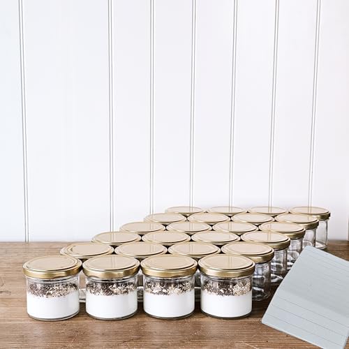 OOPS TOYS Einmachgläser 140 ml mit Twist-Off Deckel Ø 66 mm – Marmeladengläser mit Deckel Gold - Einweckgläser mit Etiketten - Gläser für Marmelade, Honig & Desserts – gläser - Einmachglas (Gold, 48)